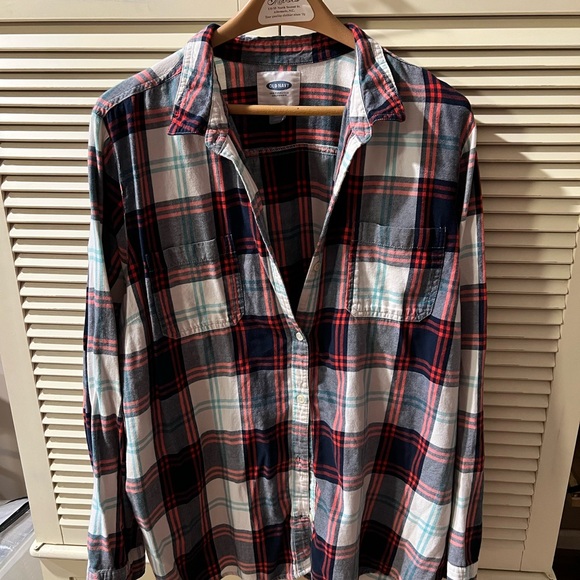 Old Navy Women’s Plaid Shirt - Red and Blue - Picture 1 of 3